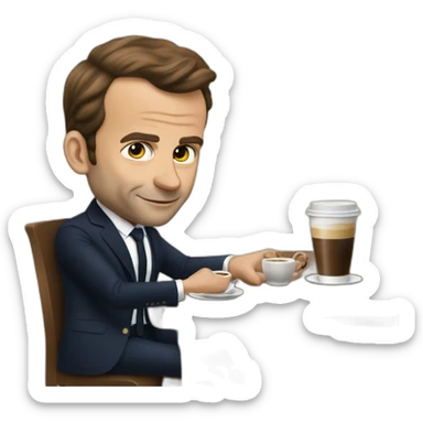 Emanuel Macron en train de boire un café sticker