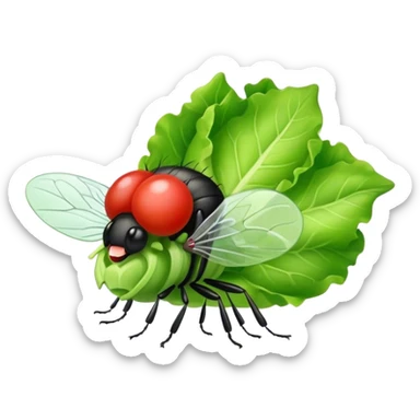 Fly eating lettuce sticker