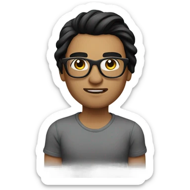 Long black hair, glasses tattoo artist  sticker