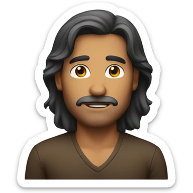 man with brown mid-long hair, show only the face, not the bust sticker