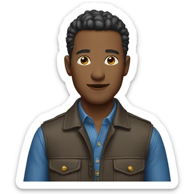 man wearing blue unbuttoned shirt jacket sticker