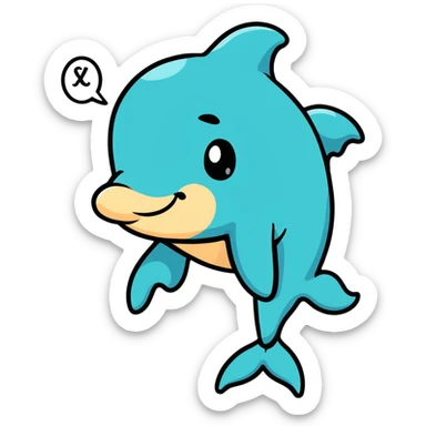 cute cartoon dolphin with big eyes sticker