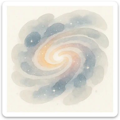 galaxy with vibrant swirling colors, cosmic clouds, stars, dreamy painterly style sticker