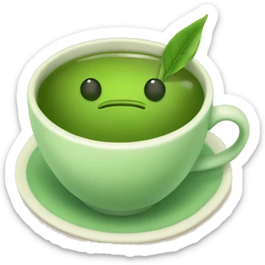 Green tea in a tea cup sticker