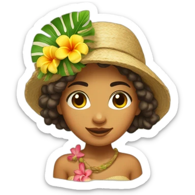 Tahitian girl cocktail island sticker