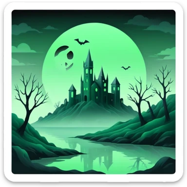 Ghostly Pastel Black Green Spectral Gloomy Dusky Dystopian Apocalyptic Aesthetic Scenery Deco sticker