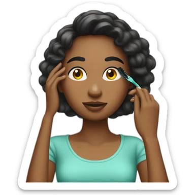 Girl putting on mascara sticker