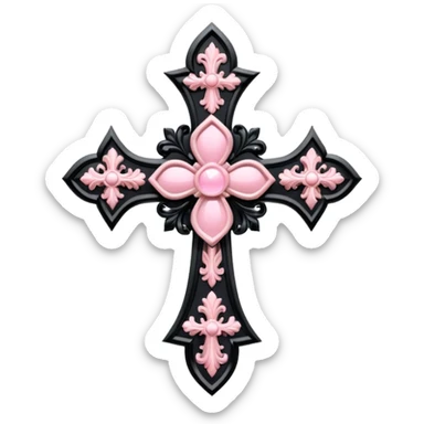 Upside down gothic cross light pink and black  sticker
