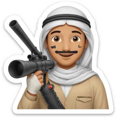 An emarati arab man holding a bazooka while sending kisses sticker