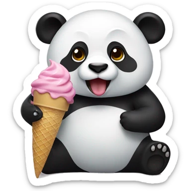 Panda eating ice cream sticker