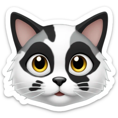 White cat with grey and black spots. Raccoon sticker