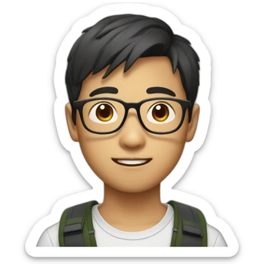 Asian boy with glasses sticker