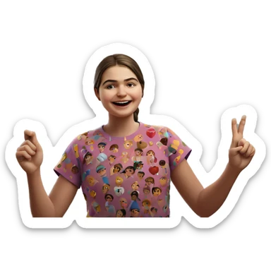 happy girl with balloon indoors sticker