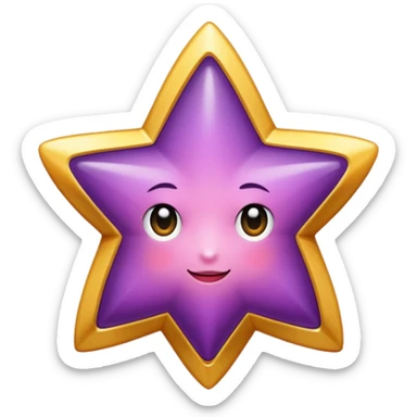 Quiero un emeji de estrella, pero que la estrella sea de oro rosa y brilli brilli con chispitas moradas sticker