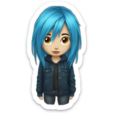Emo girl with choppy blue hair sticker