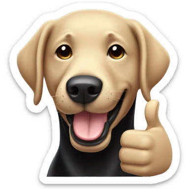 black Labrador Retriever Head smiling and holding thumbs up with its paw sticker