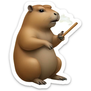 Capybara holding a smoking blunt between two fingers not NSFW sticker