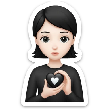  black and white heart in hand sticker