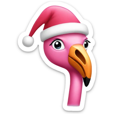 Pink flamingo with a Santa hat  sticker
