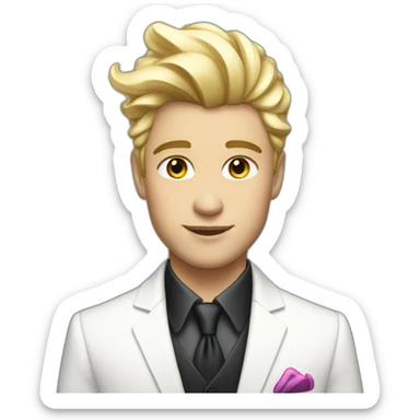 Posh-boy-with-white-suit-and-rainbow-unicorn-hair sticker