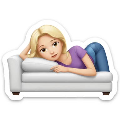 Blond girl lying in a white couch sticker