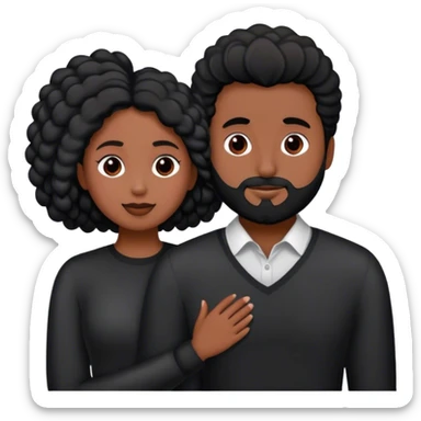 Pareja de hombre de pelo castaño y mujer de pelo negro enamorados  sticker