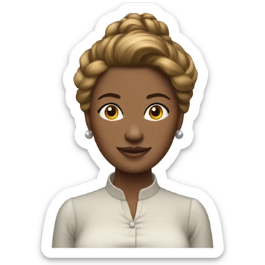 femme chataine claire avec blouse et  chignon décoifée  sticker