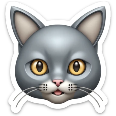 robot looking surprised with cat ears and looks funny sticker