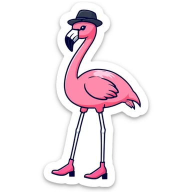Flamingo with hat and heels and socks sticker