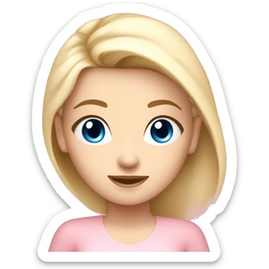 blonde hair blue eyed yoga girl light pink clothes n sticker