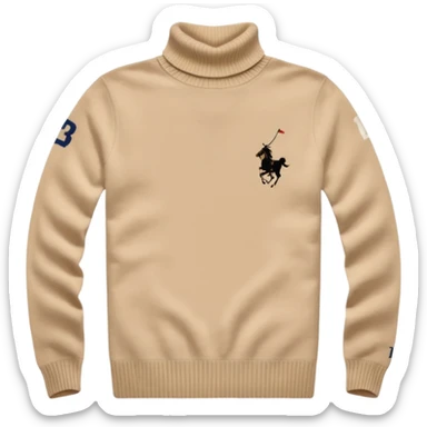 Ralph Lauren sweater, white, turtleneck, small polo logo sticker