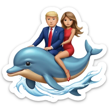trump and melania riding dolphins sticker
