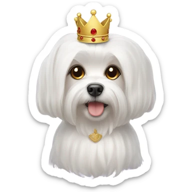 Maltese dog with a crown sticker