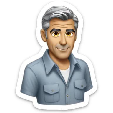 george clooney cartoon wearing shirt sticker