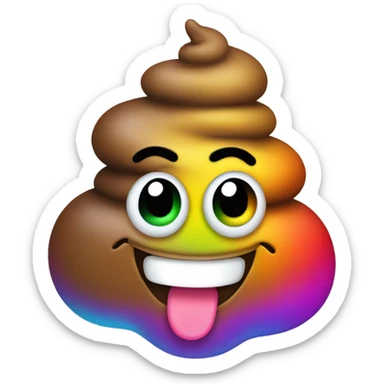 Rainbow poop with a smiley face  sticker
