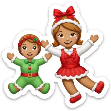 Christmas cookie with arms and legs but make it female gender, wearing red bow on her head sticker