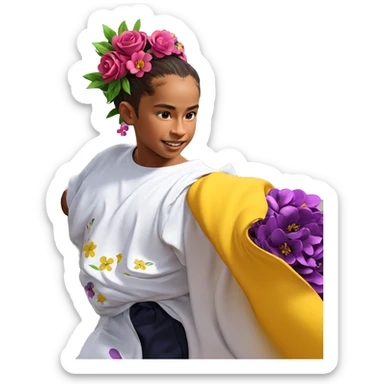 male portrait with flower ornament sticker