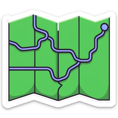 Folded map icon with subtle relationship paths drawn across it, symbolizing personal exploration of love and attraction patterns sticker