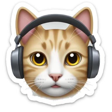 cat using headphone  sticker