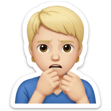 Sob emoji holding fist over mouth sticker