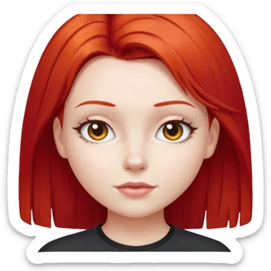 Hacer una chica de piel blanca,pelo liso y de color rojo fuerte sticker