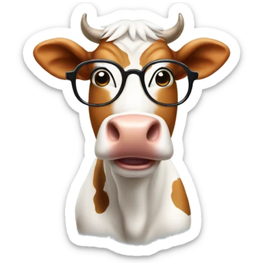 cow wearing glasses being silly sticker