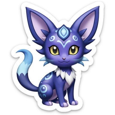 Shiny Cute Adorable Espeon-Litten-Noibat-Meowstic-Hybrid-Creature with pattern-markings sticker