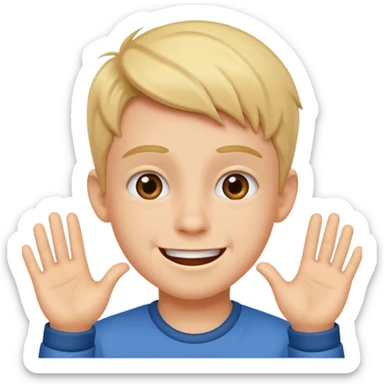 a cheerful boy greeting sticker