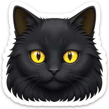 Fluffy black cat sticker