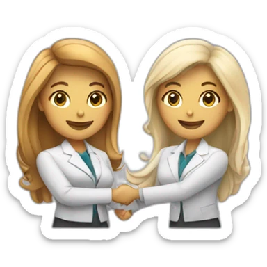 two white business women with different hair colors shaking hands sticker