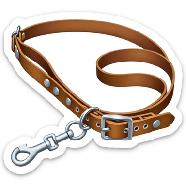 A leash clipped onto a collar that is being pulled on sticker