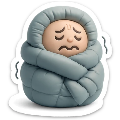 plush face bundled in scarf, shivering, cold weather sticker