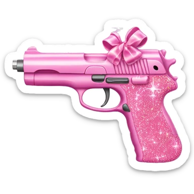 Pink gun with sparkles all over with a bow sticker