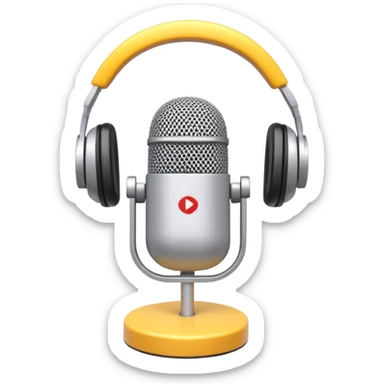generate realistic detailed podcast in 3d style sticker